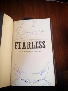 I got this free, signed copy of Cornelia Funke's novel Fearless.